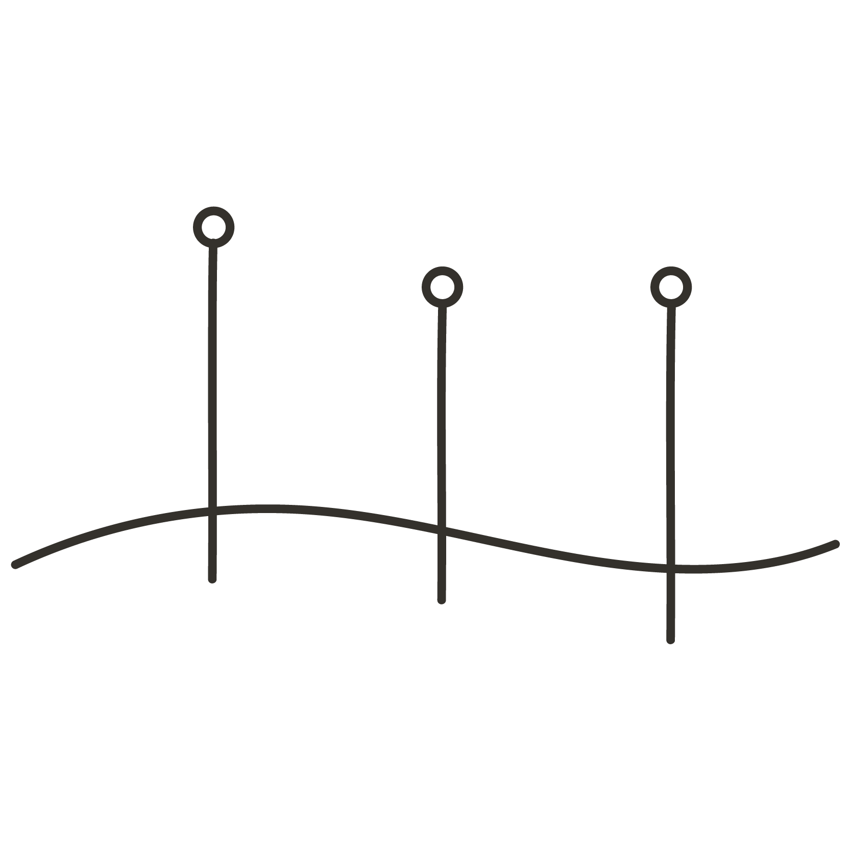 Line drawing of acupuncture needs and points