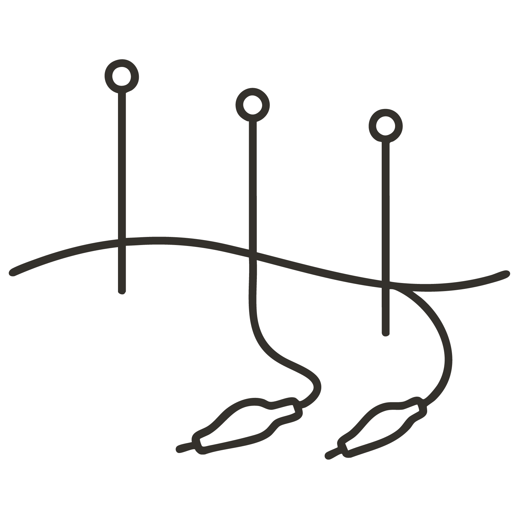 Line drawing art of needles representing acupuncture with electroids attached