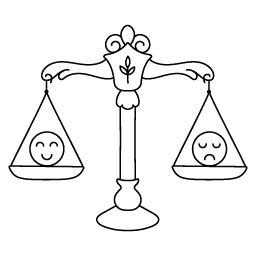 A line drawing of a balance 